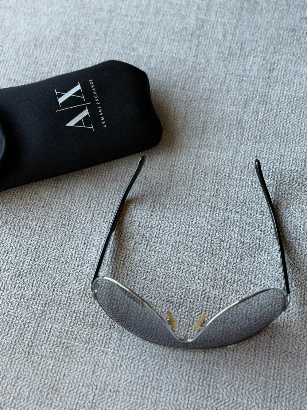 Armani Exchange AX052/S Aviator Sunglasses Silver Frame Gray Tinted